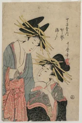 Le cortigiane Karagoto e Nishikido di Chojiya, fine 1800