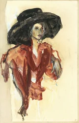 Elegante donna con cappello nero