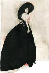 Elegante donna con cappello nero