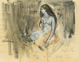 Disegno di un nudo pensieroso