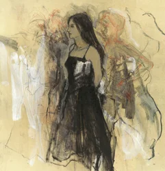 Donna pensierosa in nero