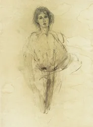 Schizzo di una donna pensierosa