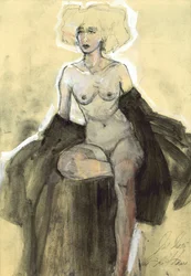 Donna nuda pensierosa