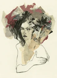 Collage "Donna riflessiva"