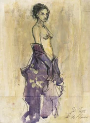 Donna in abito viola