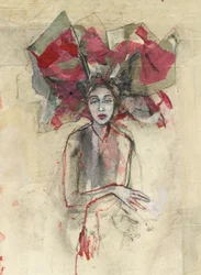 Donna con copricapo rosso