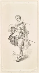 Gentiluomo in costume rinascimentale e gorgiera