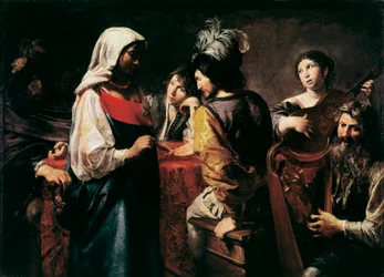 La Teller de bonne aventure Dipinto di Jean Valentin de Boulogne (1594-1632)