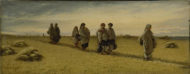 Il ritorno dei mietitori dal campo nella provincia di Ryazan