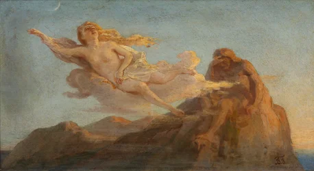 Nuvoletta e scogliera. Illustrazione della poesia La scogliera di M. Lermontov, 1900s