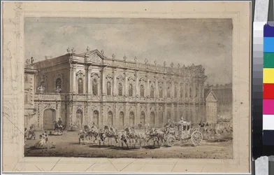 Il Museo delle Carrozze di Corte (Il Museo delle Scuderie) a San Pietroburgo, di Sadovnikov, Vasily Semyonovich (1800-1879)
