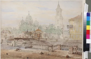 Il ponte Voznesensky sul canale Caterina, di Sadovnikov, Vasily Semyonovich (1800-1879). Acquerello su carta
