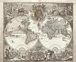 Mappa del mondo a doppio emisfero, 1713