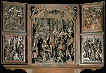 Altare di Santa Maria. Pannelli di sinistra: fuga in Egitto