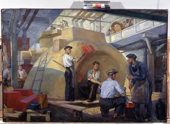 Costruzione esemplare. Dipinto di Veniamin Pavlovich Belkin (1884-1951)