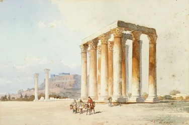 Tempio di Zeus con Acropoli, Partenone, Atene