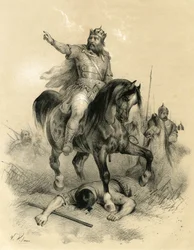 Attila (ca. 395-453), unico capo degli Unni nel 445, devastò gli imperi d