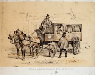Carro della Posta - Litografia di Adam, ca. 1840