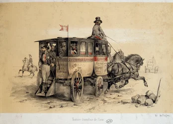 Omnibus di Parigi - Litografia di Adam, ca. 1840