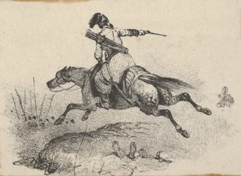 Soldato su cavallo al galoppo