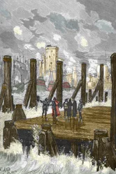 Assedio di La Rochelle (1627-1628): Il cardinale Richelieu sulla diga di La Rochelle, durante l