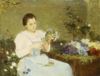 Sistemare i fiori per un bouquet primaverile