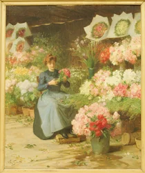 Venditrice di fiori davanti alla chiesa della Madeleine
