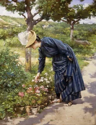 Signora in un giardino
