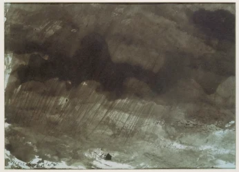 Casa isolata sotto la tempesta. Penna e lavaggio ...
