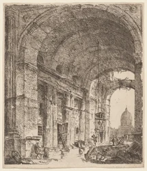 Una Volta Rovinata con Vista di San Pietro