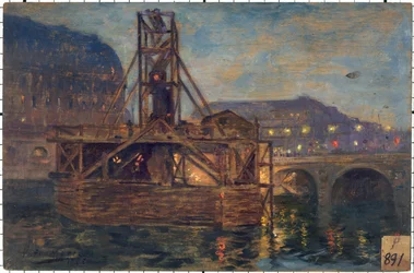 I lavori della metropolitana al ponte Saint-Michel nel 1906, in 11-1906