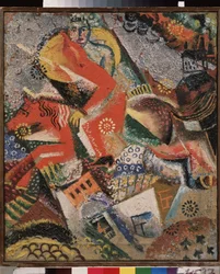 Composizione con un cavaliere rosso. Dipinto di Viktor Nikandrovich Palmov (1888-1929), olio su tela