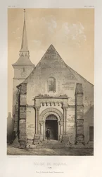 Architettura Pittoresca o Monumenti del XV e XVI Secolo: Castelli di Francia del XV e XVI Secolo: Tav. 58, Chiesa di Requeil (Sarthe)