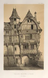 Architettura Pittoresca o Monumenti del XV e XVI Secolo: Castelli di Francia del XV e XVI Secolo: Pl. 21, Vecchie Case a Rouen (Seine-Inferieure)
