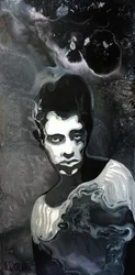 Uomo monocromo pensieroso