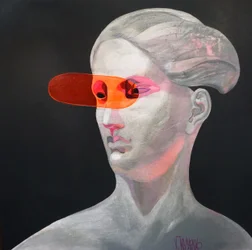 Ritratto con visiera futuristica