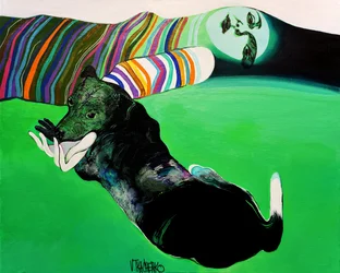 Cane e mani surreali