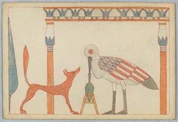 La volpe e la cicogna, illustrazione per le favole di Esopo