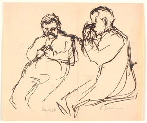 Schizzo di figure. Due uomini seduti: Aarsleff e P. Johansen
