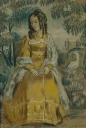Signora presso arazzo. Ritratto di Nadezhda Stanyukovich, 1903
