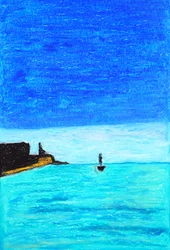 Panorama marino in blu vivace