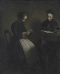 Sera nel salotto. La madre e la moglie dell