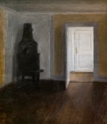 La porta bianca (interno con la vecchia stufa)