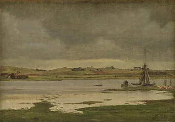 Il fiordo a Hadsund, Jutland. Tempo nuvoloso