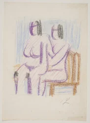 Studio di composizione con 2 donne nude sedute