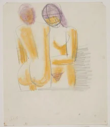 Studio di composizione con 2 donne nude in piedi