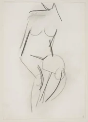 Donna nuda seduta vista di fronte