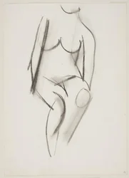 Donna nuda seduta vista di fronte