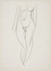 Donna nuda in piedi vista di fronte