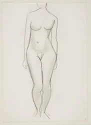 Donna nuda in piedi vista di fronte